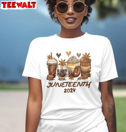 Juneteenth 2024 Coffee Lover Sweatshirt , Creative Juneteenth Coffee Shirt Crewneck