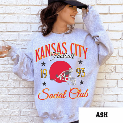 Kansas City Football Vintage Crewneck Sweatshirt, Retro Chief Shirt Fans