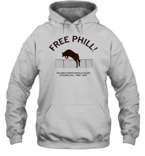 Free Phill The Great Water Buffalo Escape Pleasant Hill Iowa 2024 T-Shirt