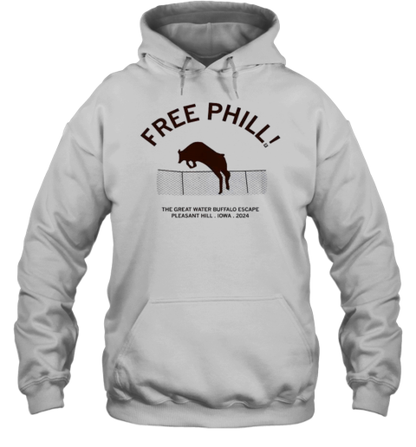 Free Phill The Great Water Buffalo Escape Pleasant Hill Iowa 2024 T-Shirt