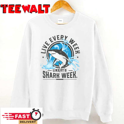 Funny Shark 2024 Week Guess What Week Is It Shark Lover Gift T-Shirt