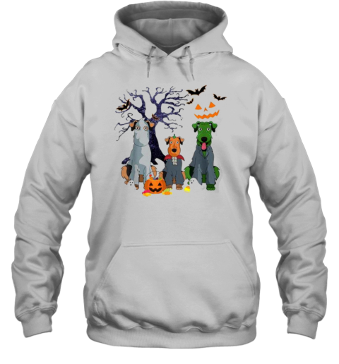 Halloween Airedale Terrier Dog Witch Scary Costume T-Shirt