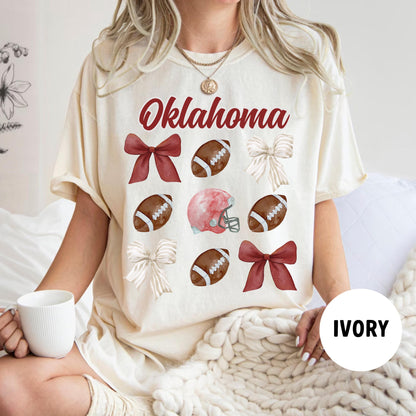 Oklahoma Football Shirt - Comfort Colors College Game Day Bow Shirt