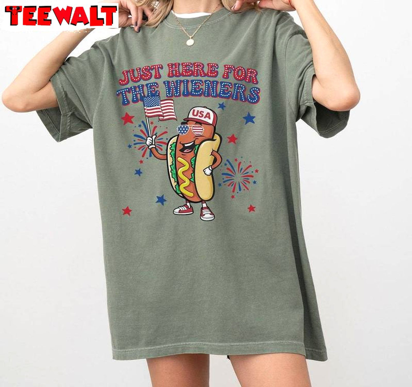 Independence Day Sweatshirt , Trendy Just Here For The Wieners