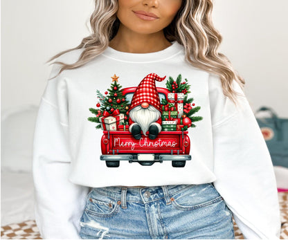 Gnome Merry Christmas Red Truck Holiday Shirt