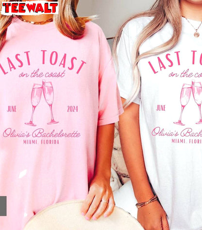 Last Toast On The Coast Cool Design Shirt, Trendy Bachelorette Long Sleeve Tee Tops