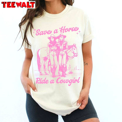 Lesbian Unisex Hoodie, Comfort Save A Horse Ride A Cowgirl Shirt Long Sleeve