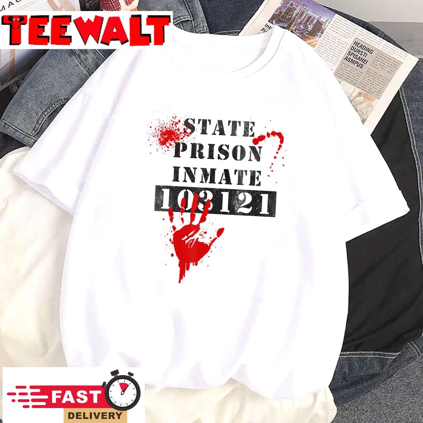 State Prison Inmate bloody Vintage 103121 Halloween costume T-Shirt