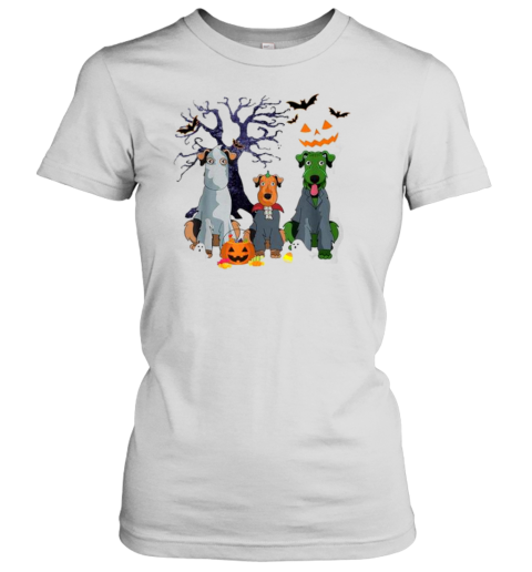 Halloween Airedale Terrier Dog Witch Scary Costume T-Shirt