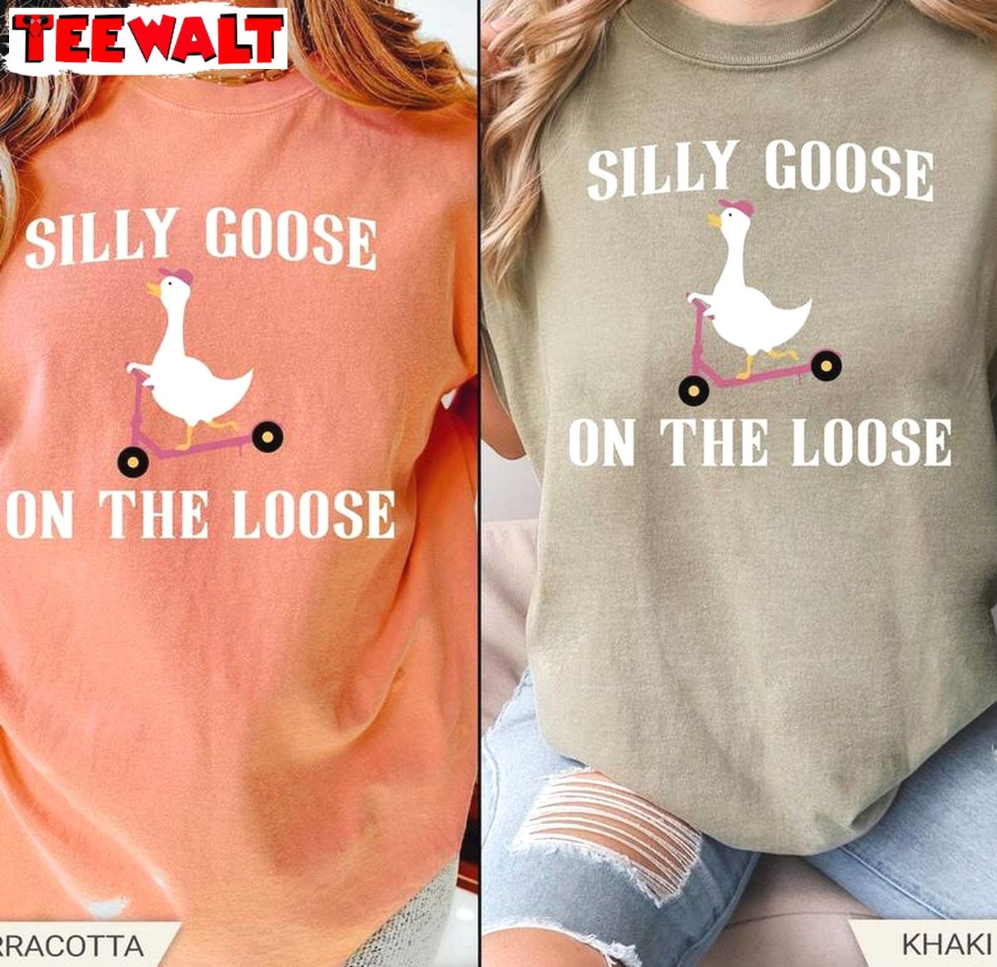 Funny Silly Goose Short Sleeve , Trendy Silly Goose On The Loose