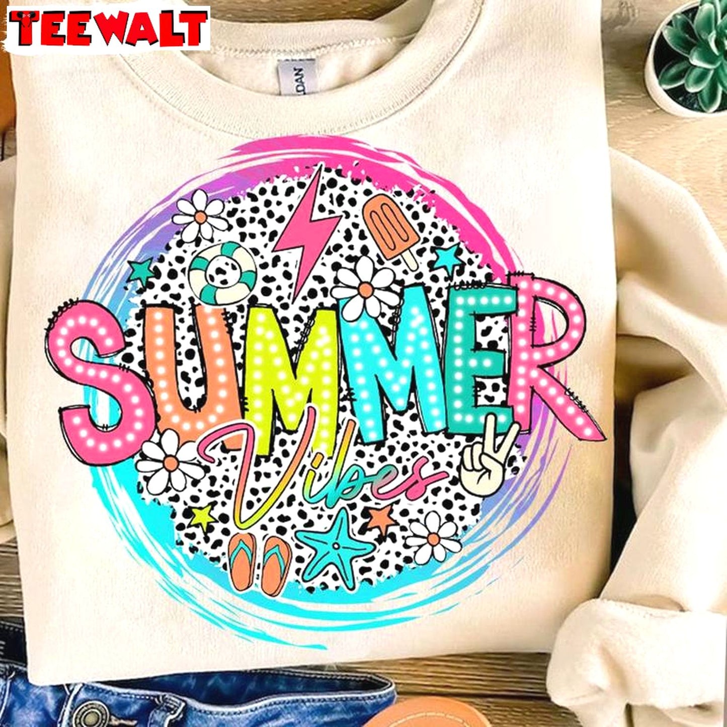 Summer Vibes Dalmatian Dots Sweatshirt , Fantastic Summer Vibes