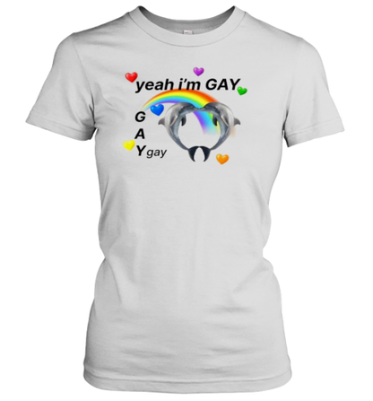 Yeah I&#39M GAY Dolphins Rainbow T-Shirt