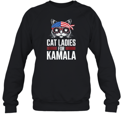 Cat Ladies For Kamala Harris Funny Cat 2024 President T-Shirt