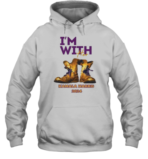 I&#39M With Her Kamala Harris 2024 Gold And Purple Boots T-Shirt