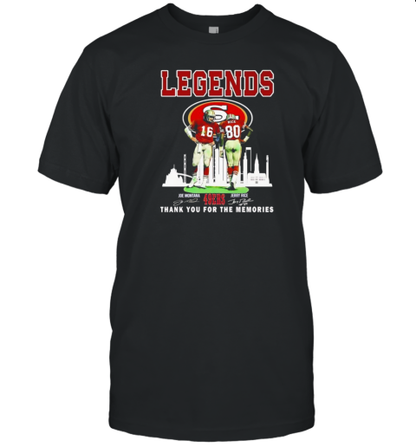 Joe Montana Jerry Rice Legends San Francisco 49Ers Thank You For The Memories Signatures T-Shirt