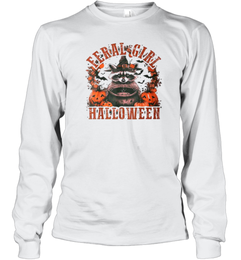 Feral Girl Halloween Raccoon Pumpkin Fall Autumn T-Shirt