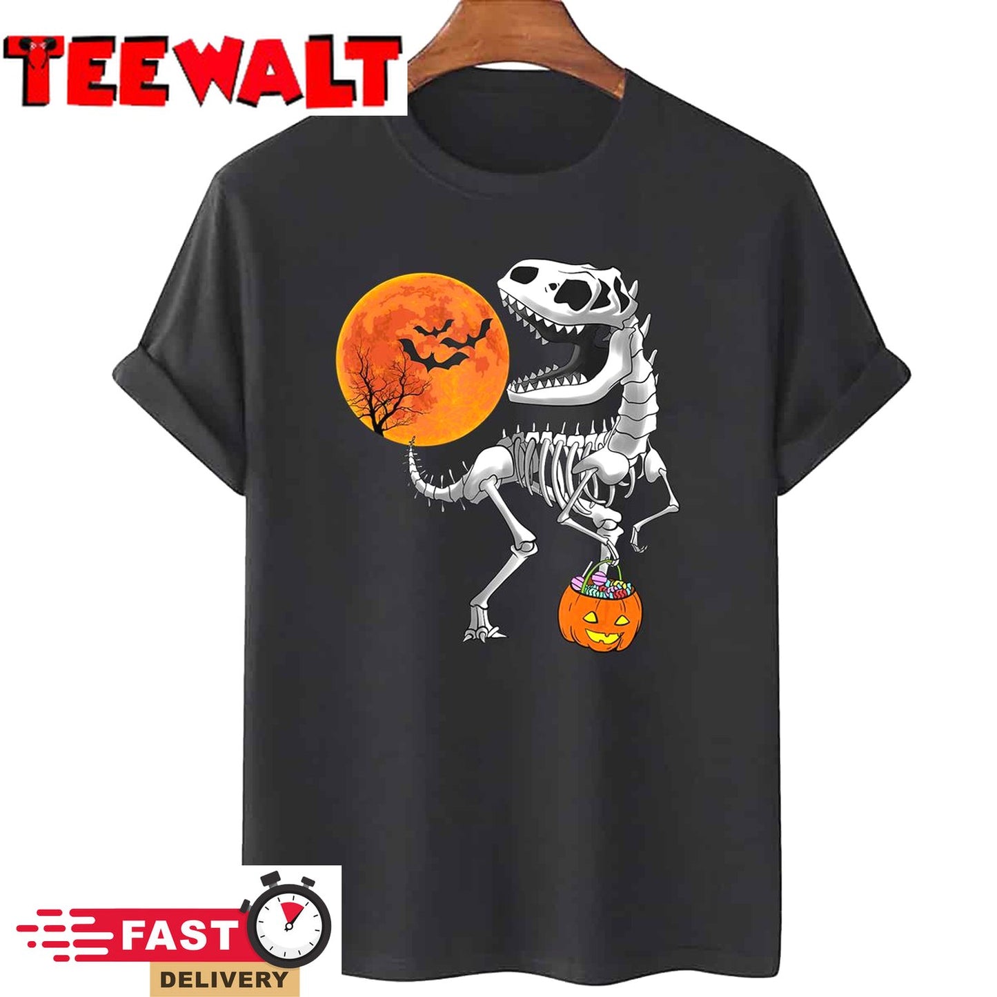 Halloween Dinosaur T Rex Skeleton Scary Boys Kids Teens T-Shirt