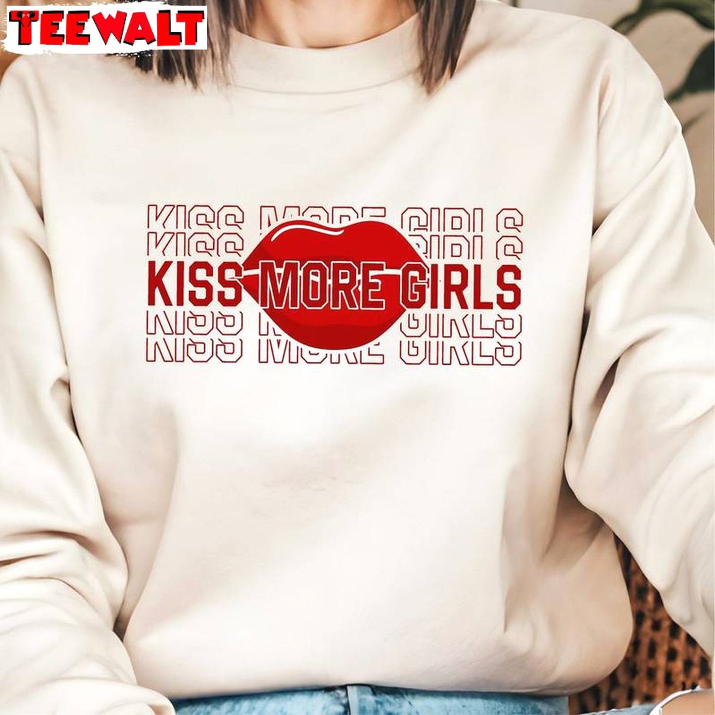 Trendy Kiss More Girls Shirt , Cool Design Lgbtq Unisex Hoodie Short Sleeve