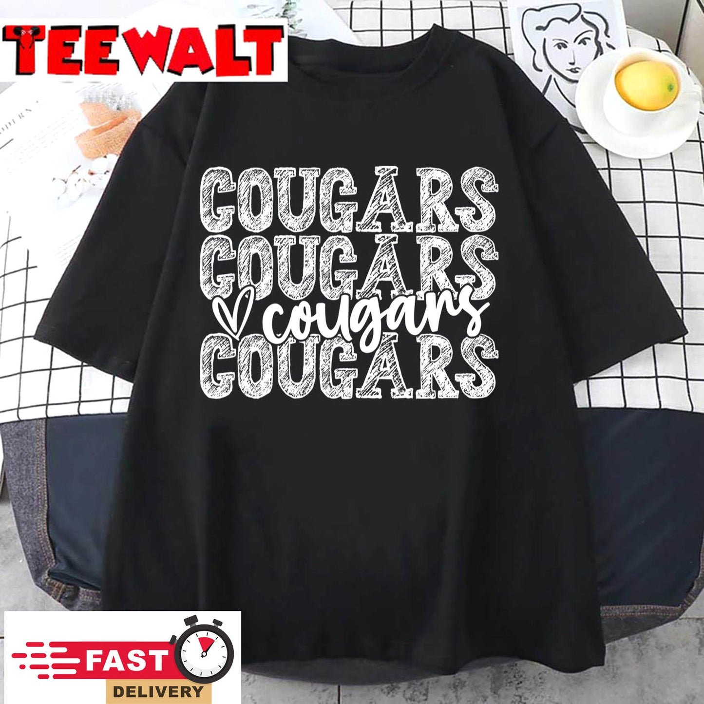 Cougars Spirit Wear Game Day School Mascot Sport Fan Team T-Shirt