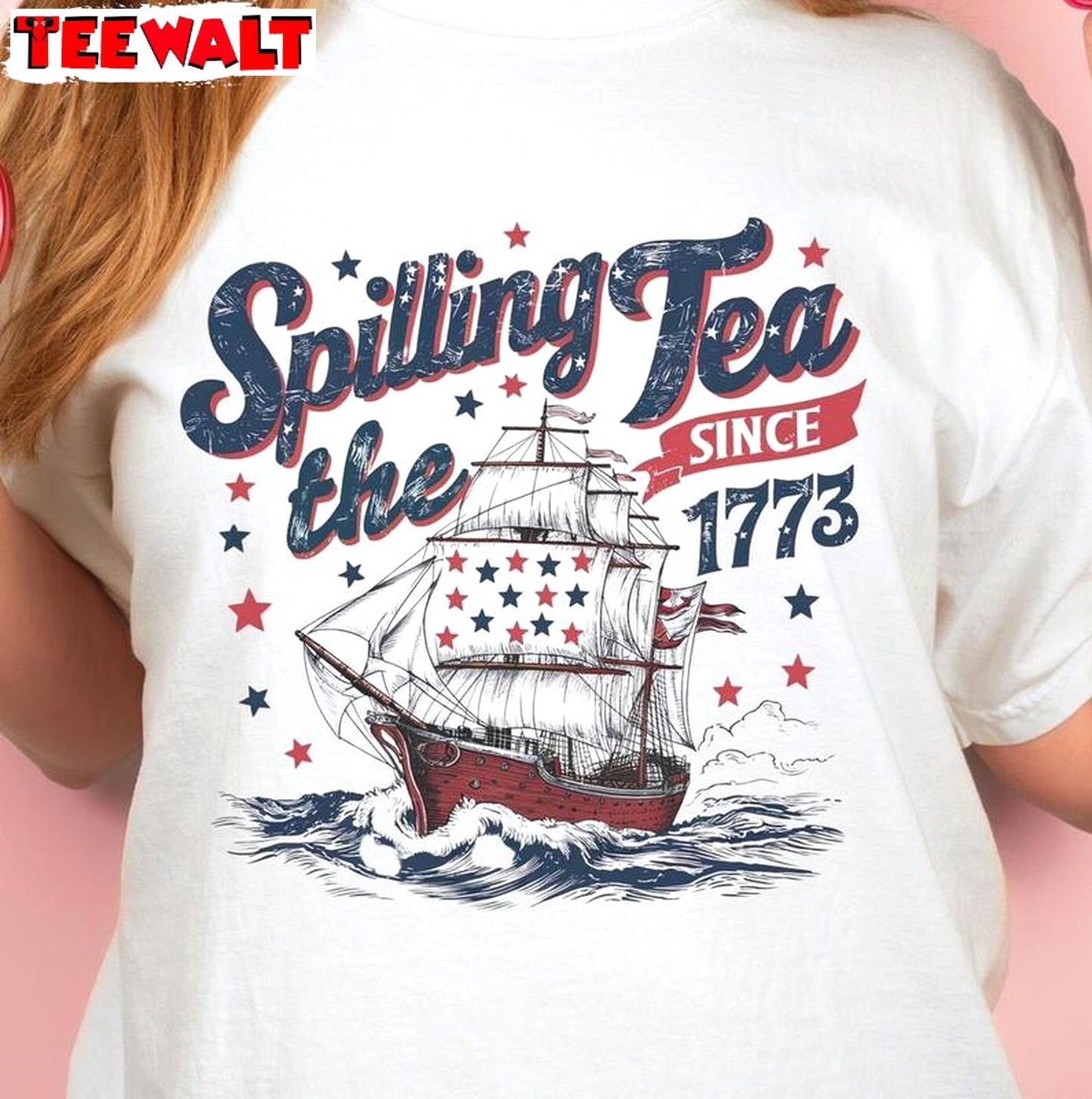 Spilling Tea Since 1773 Comfort Shirt, American Freedom Short Sleeve Crewneck