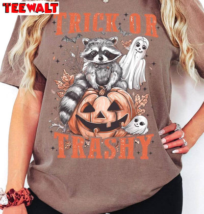 Comfort Trick Or Trashy Racoon Halloween Shirt, Cute Raccoon