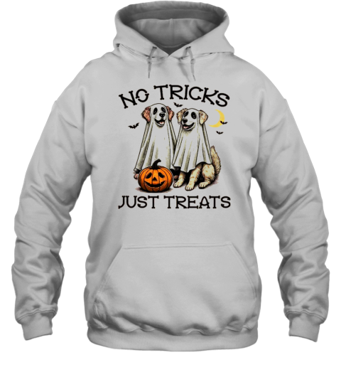 No Tricks Just Treats Dogs In Ghost Costume Funny Halloween T-Shirt