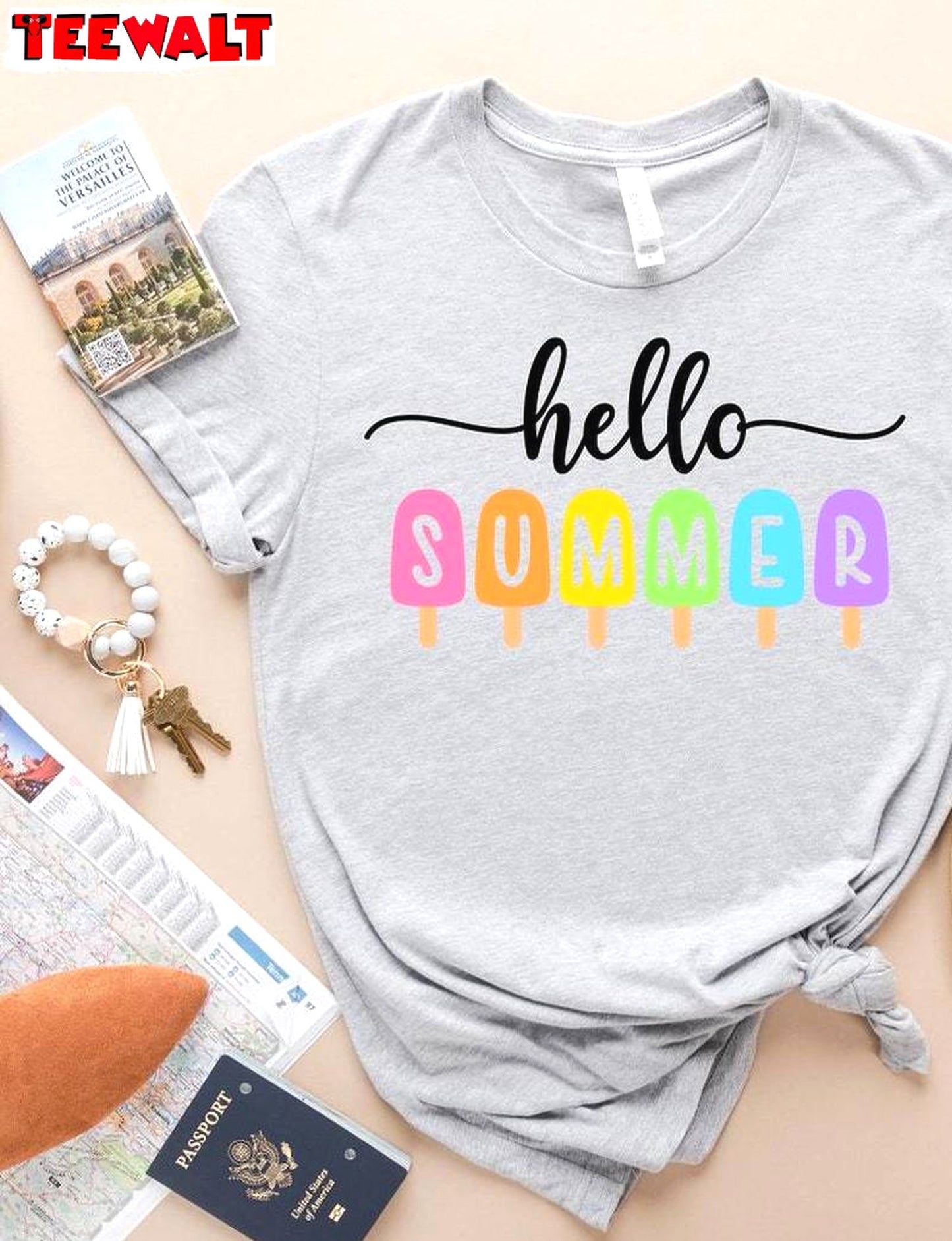 Funny Hello Summer Shirt, Trendy Colorful Holiday Unisex Hoodie