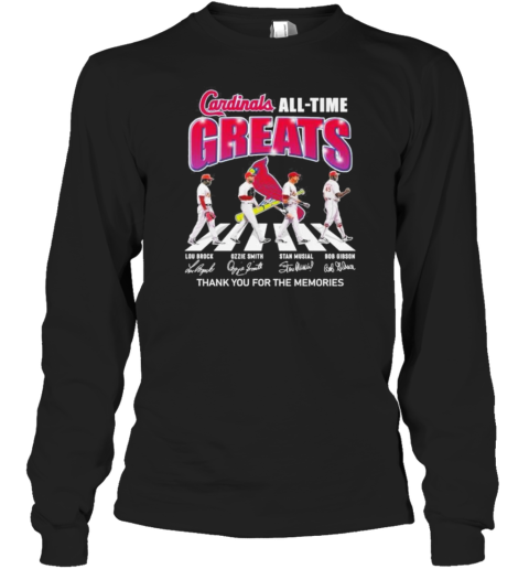 St Louis Cardinals All Time Greats Team Abbey Road Thank You For The Memories Signatures T-Shirt