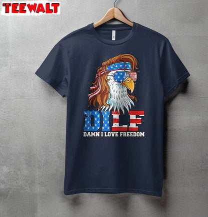 DILF Damn I Love Freedom Comfort Shirt, Usa American Flag Short Sleeve Crewneck