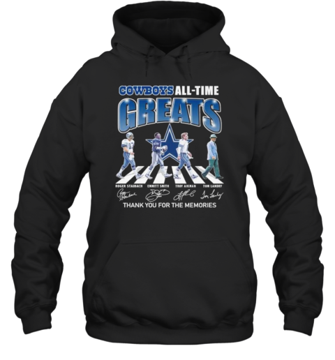 Dallas Cowboys All Time Greats Team Abbey Road Thank You For The Memories Signatures T-Shirt