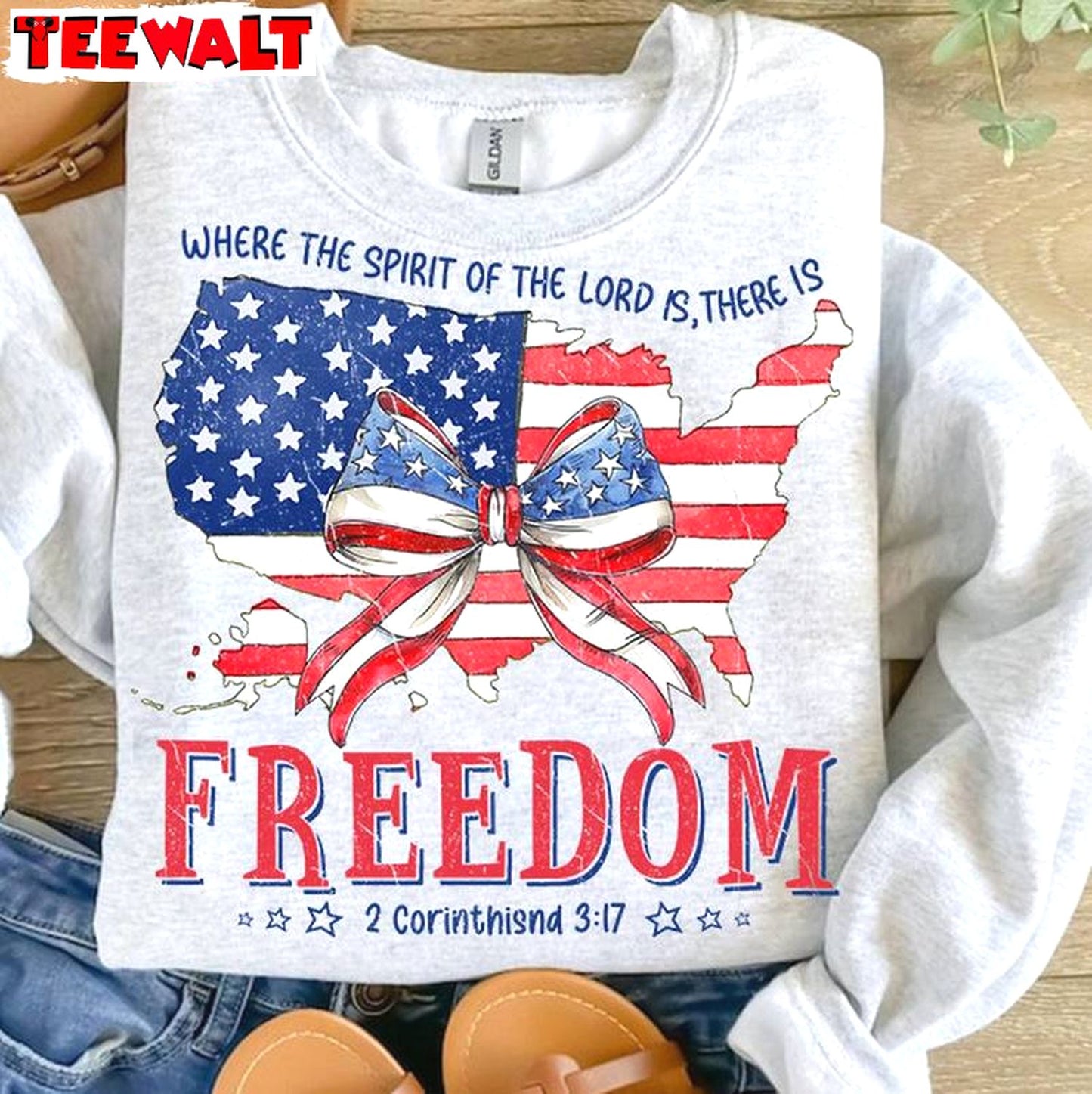 America Coquette Bow T Shirt, Trendy Where The Spirit Of The Lord Is There Is Freedom Shirt Hoodie