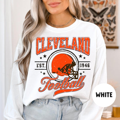 Comfort Colors Cleveland Football Sweatshirt - Retro Cleveland Fan Gift