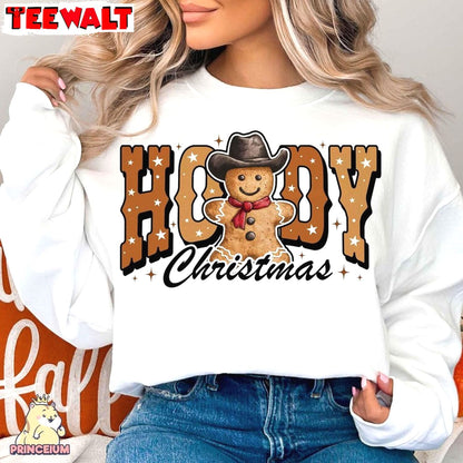 Howdy Christmas Gingerbread Man Sweatshirt, Western Retro Christmas Shirt