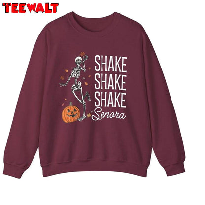 Skeleton Halloween Short Sleeve , Trendy Shake Shake Shake Senora