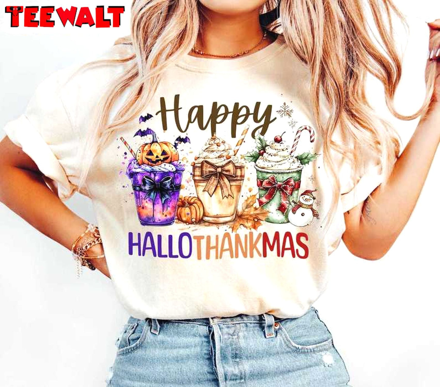 Hallothankmas Coquette Bow Shirt, Drinks Shirt Holiday, For Family