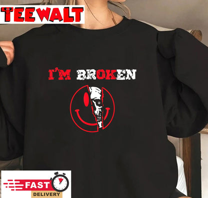 Confused Smile I'm Broken Invisible Illness I'm OK Broken T-Shirt