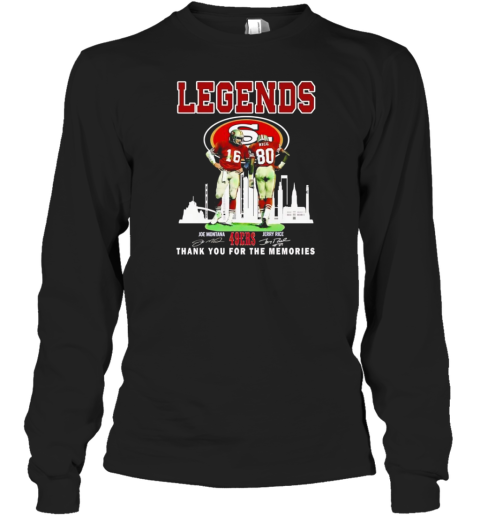 Joe Montana Jerry Rice Legends San Francisco 49Ers Thank You For The Memories Signatures T-Shirt