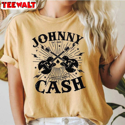 Johnny Cash Inspirational Shirt, New Rare Country Music Long Sleeve