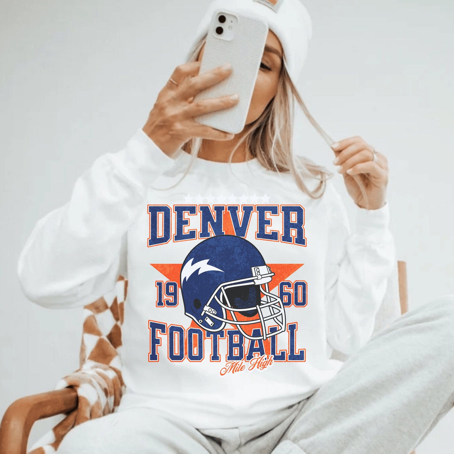 Vintage Denver Football Crewneck Sweatshirt, Retro Game Day Shirt Fans