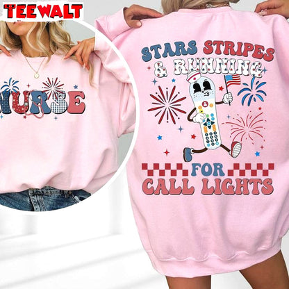 Comfort Star Triple And Running For Wall Lights Shirt, Nurse 4th Of July Crewneck Long Sleeve