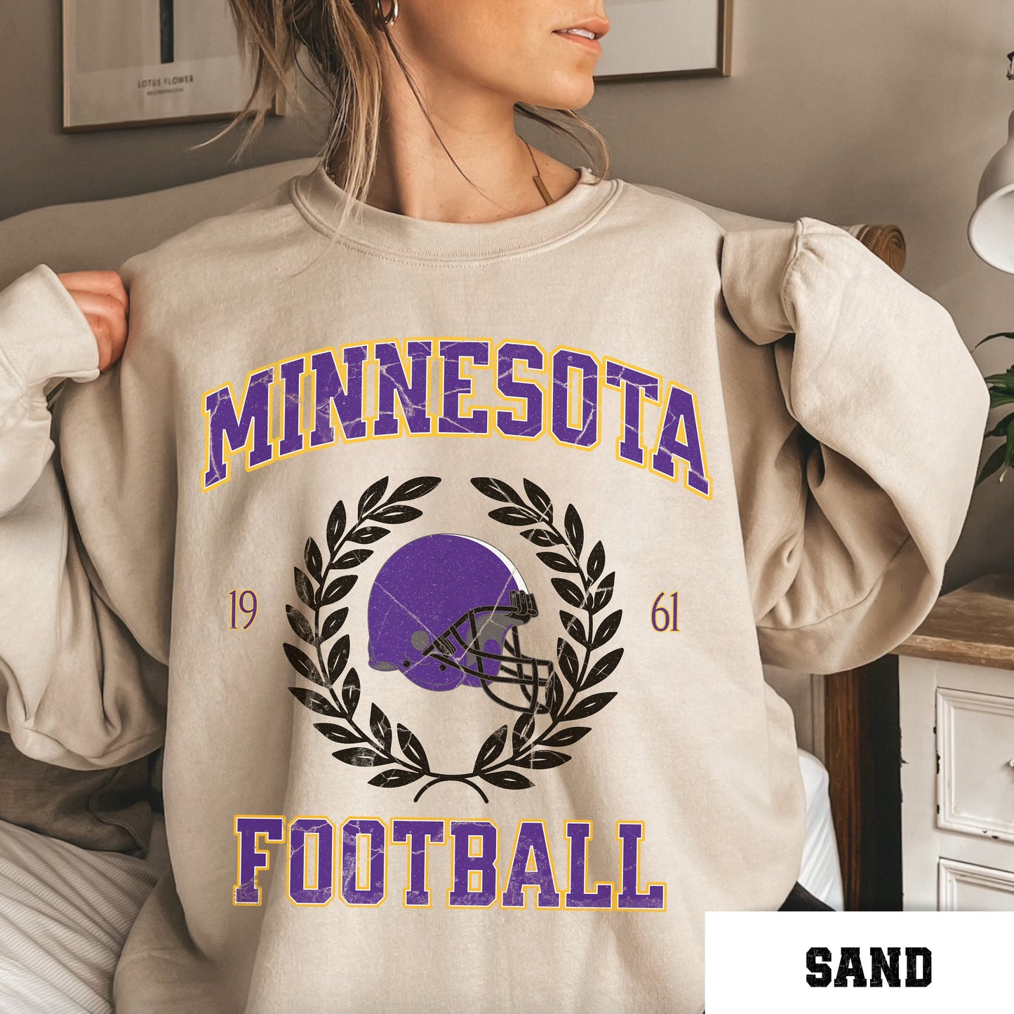 Minnesota Football Vintage Crewneck Sweatshirt For Vikes Fans