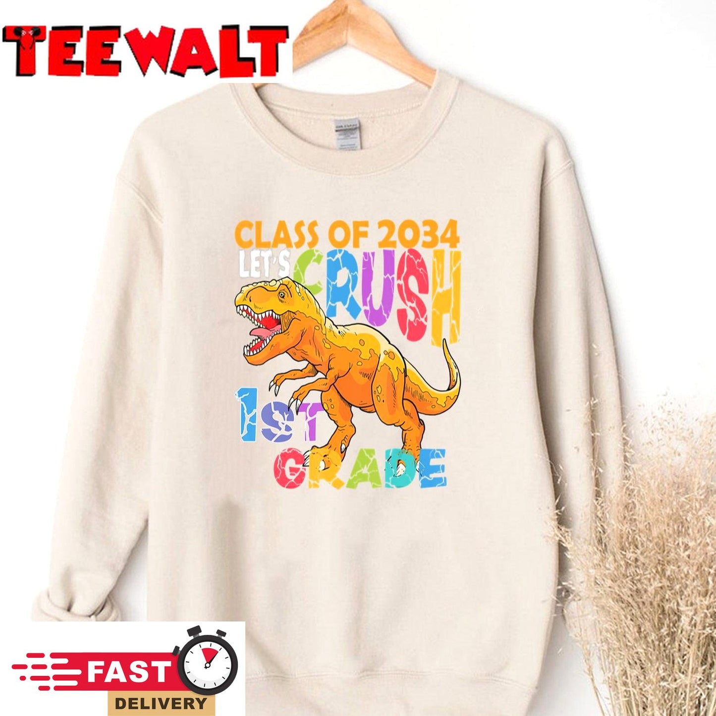 Ready Crush 1st Grade Dinosaur First Back to School Kid Boy T-Shirt