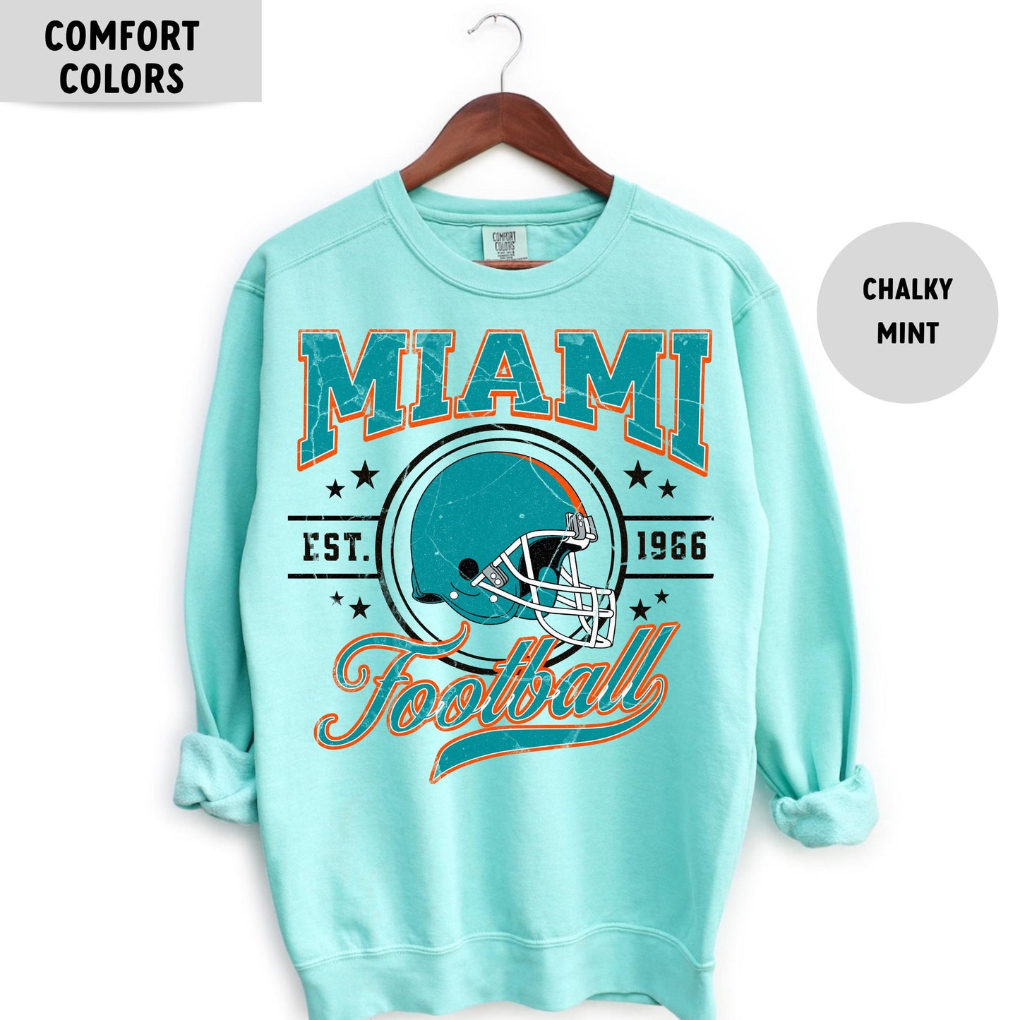 Vintage Miami Football Crewneck Sweatshirt - Retro Miami Gift Apparel