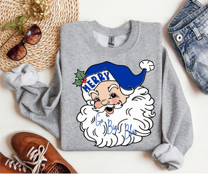 Santa'S Merry Christmas Go Big Blue Kentucky Wildcats Shirt