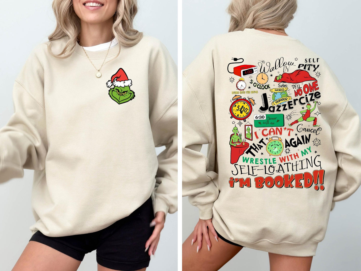 My Day I'M Booked Grinch Jazzercise Sweatshirt For Family