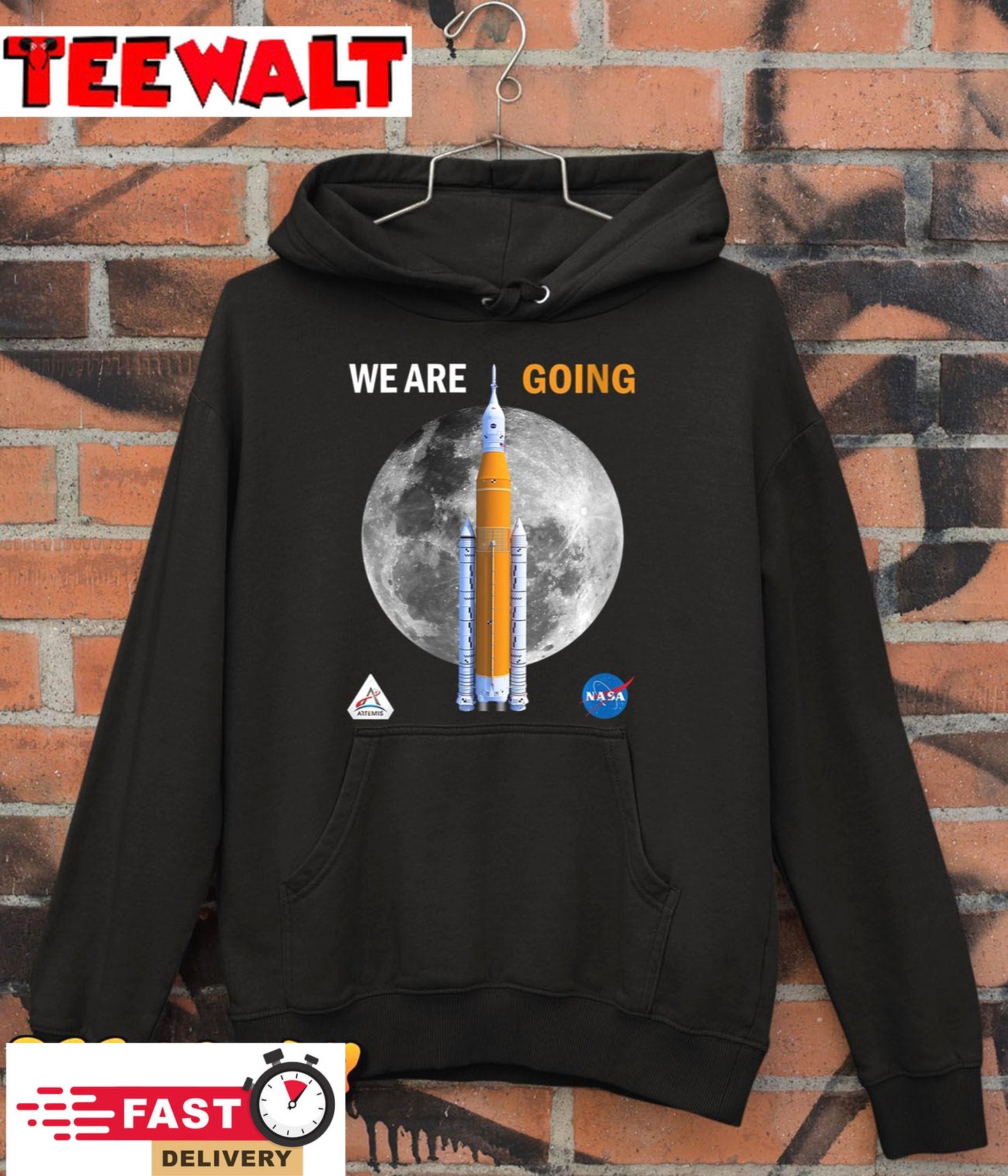 Womens NASA Artemis We Are Going Moon SLS Insignia Meatball Unisex Hoodie