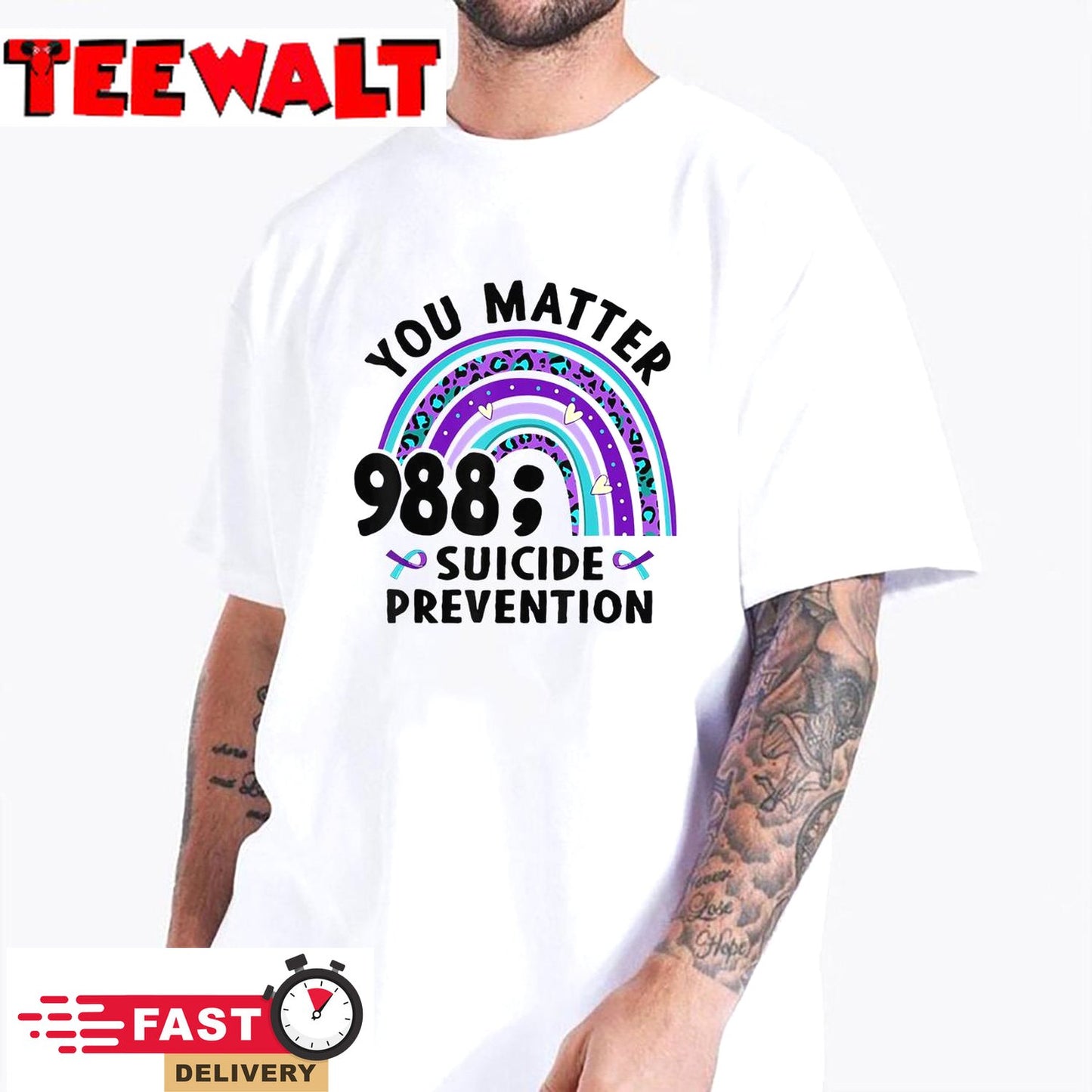 Rainbow You Matter 988 Suicide Prevention Awareness Ribbon T-Shirt