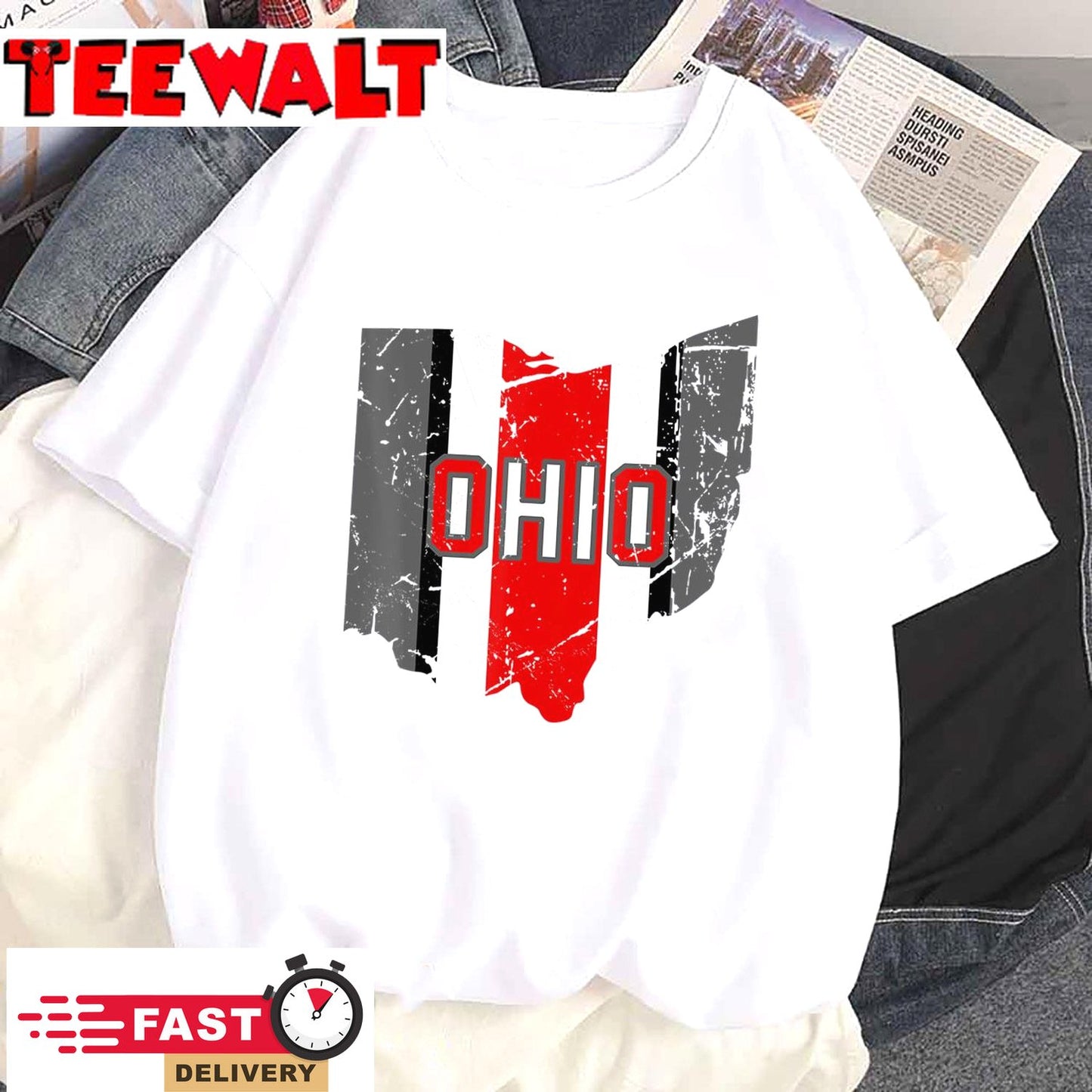 Vintage OHIO Shirt Ohio State Map Women Men Gift T-Shirt