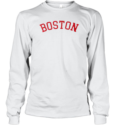 Boston Ma Varsity Style Red Text T-Shirt