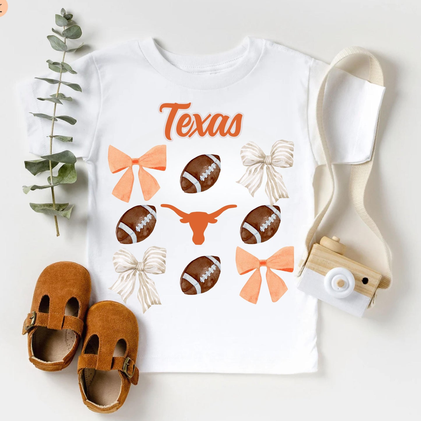 Texas Baby Football Top, Coquette Bow Shirt, Youth Game Day Tee